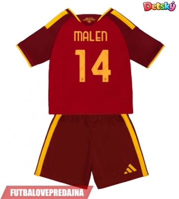 Lacne Dětský Futbalové dres AS Roma Donyell Malen #14 2026-27 Krátky Rukáv - Domáci (+ trenírky)